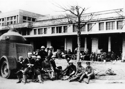 Japanese Soldiers and Tanks in China by Japanese Photographer